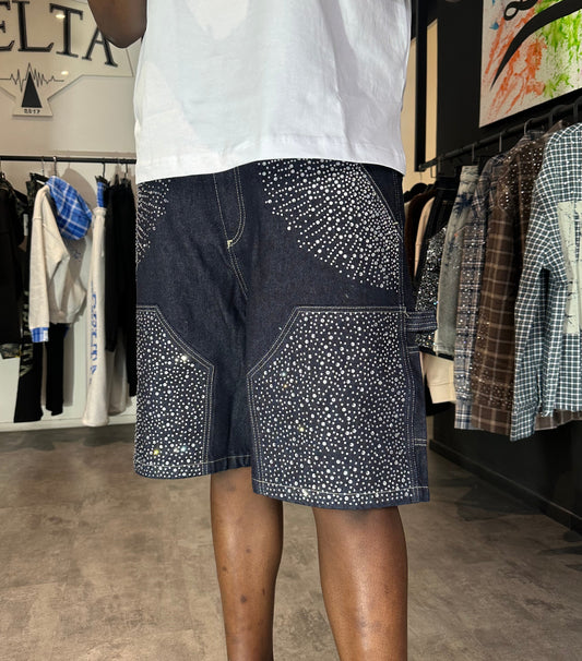 Short en dark jean strass