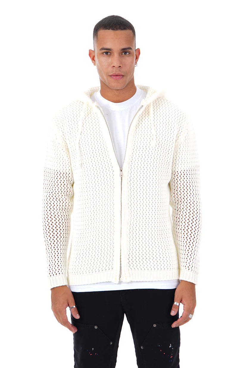 Cardigan à capuche maille zippé