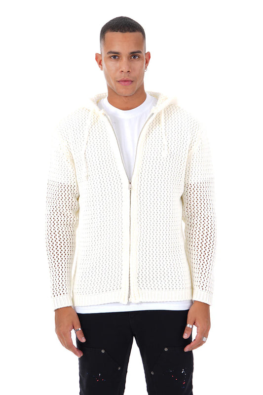 Cardigan à capuche maille zippé
