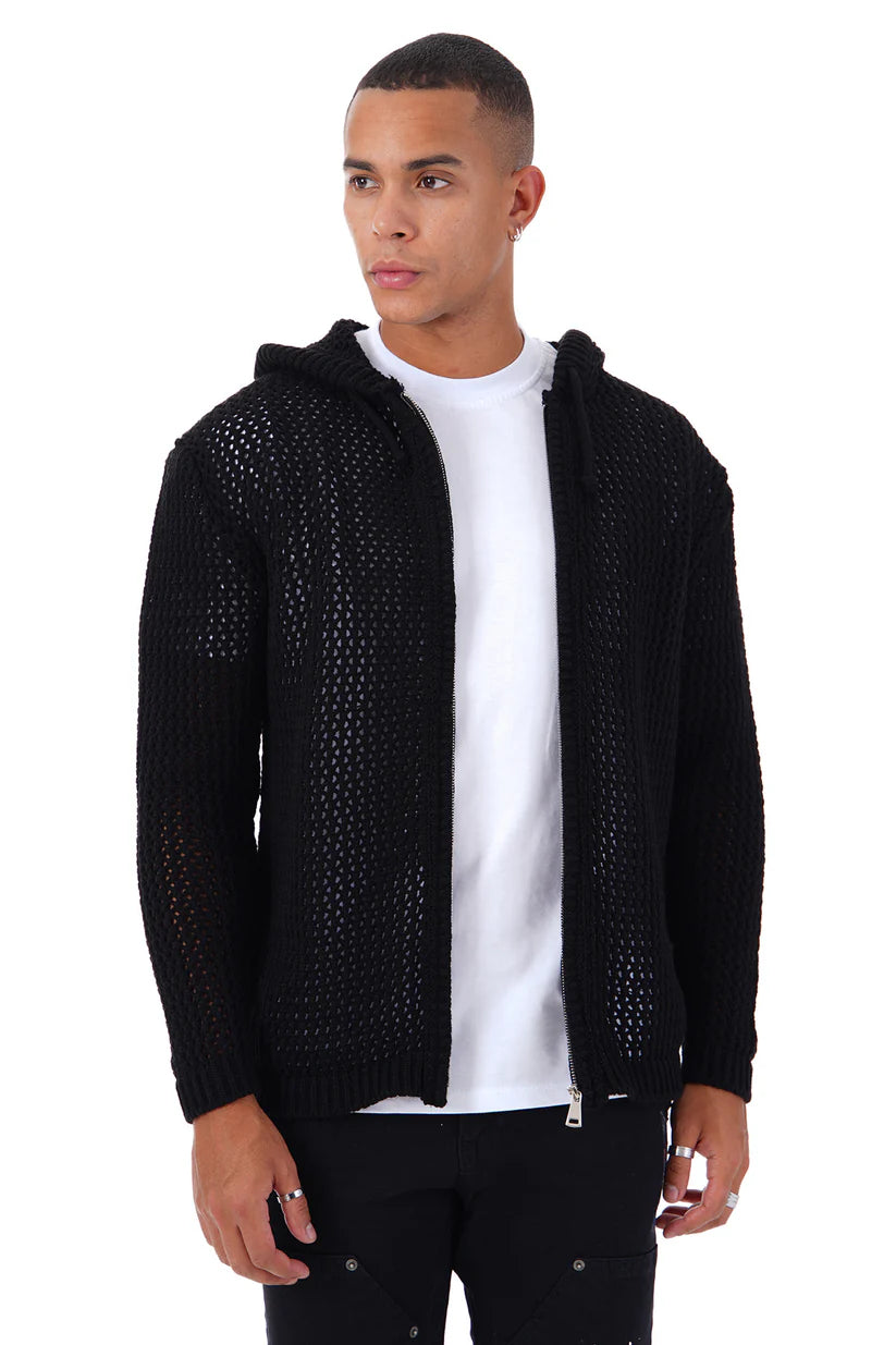 Cardigan à capuche maille zippé