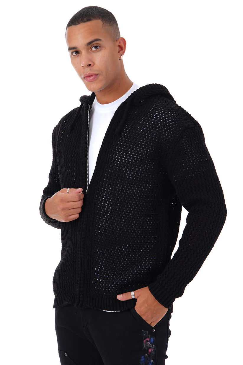Cardigan à capuche maille zippé
