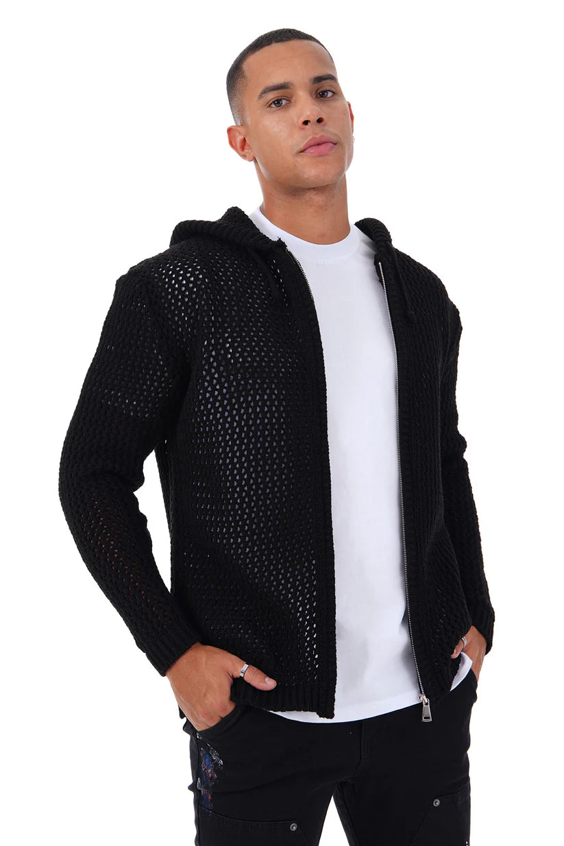 Cardigan à capuche maille zippé
