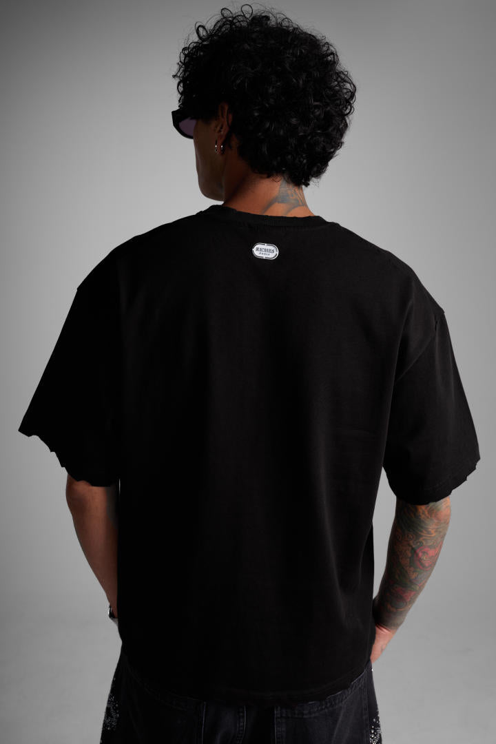 T-shirt Oversize « Riches Paris – No Question » – Noir