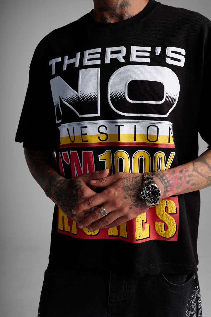 T-shirt Oversize « Riches Paris – No Question » – Noir