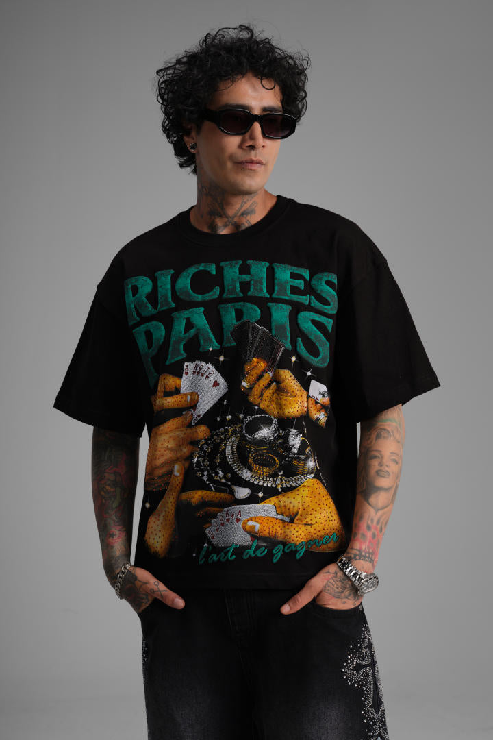 T-shirt Oversize « Riches Paris – L’Art de Gagner » – Noir