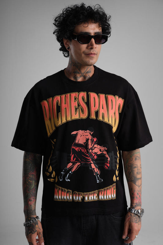 T-shirt Oversize « Riches Paris – King of the Ring » – Noir