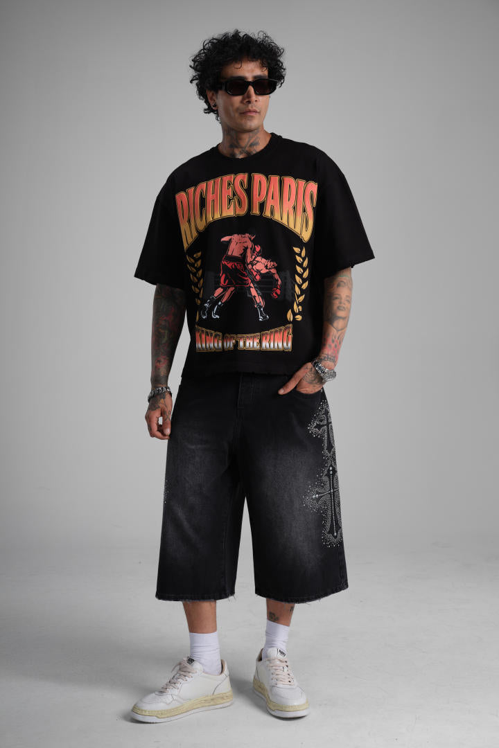 T-shirt Oversize « Riches Paris – King of the Ring » – Noir