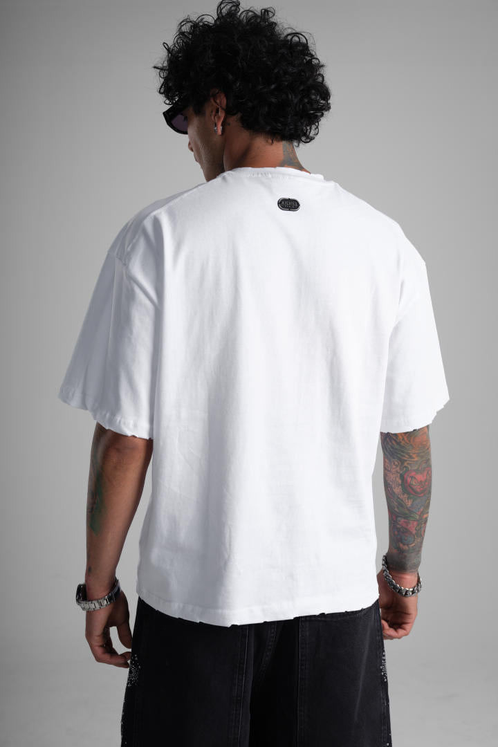 T-shirt Oversize « Riches Paris – King of the Ring » – Blanc