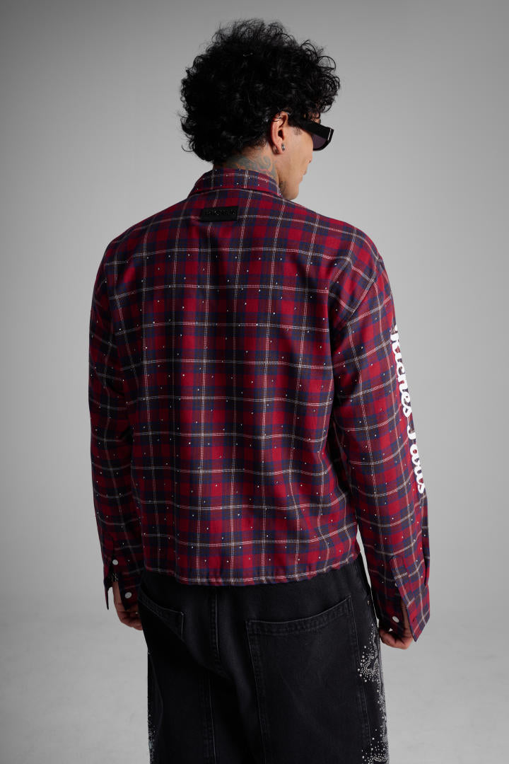 Chemise à Carreaux « Riches Paris Cross » – Rouge/Bordeaux