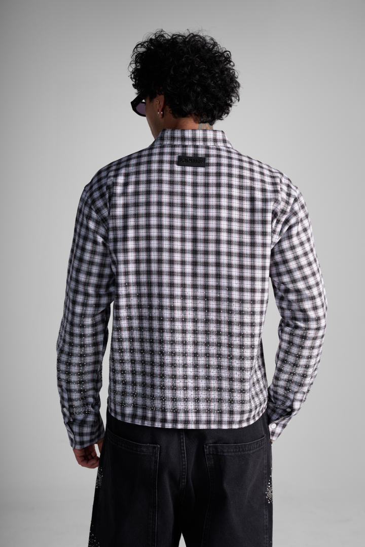 Chemise à Carreaux « Riches Paris Signature » – Noir/Blanc