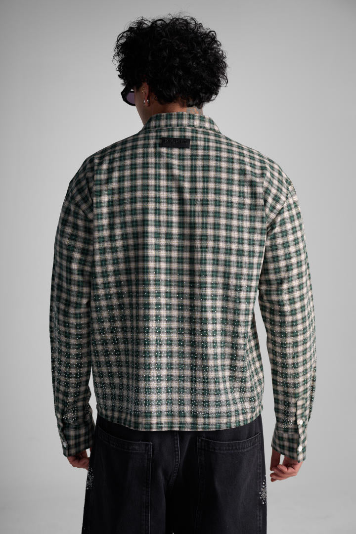 Chemise à Carreaux « Riches Paris Signature » – Vert/Blanc