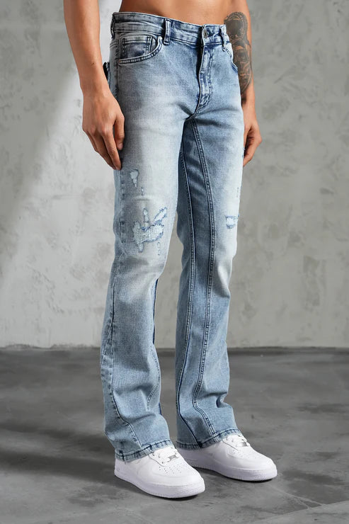 Jean destroy bleu vintage