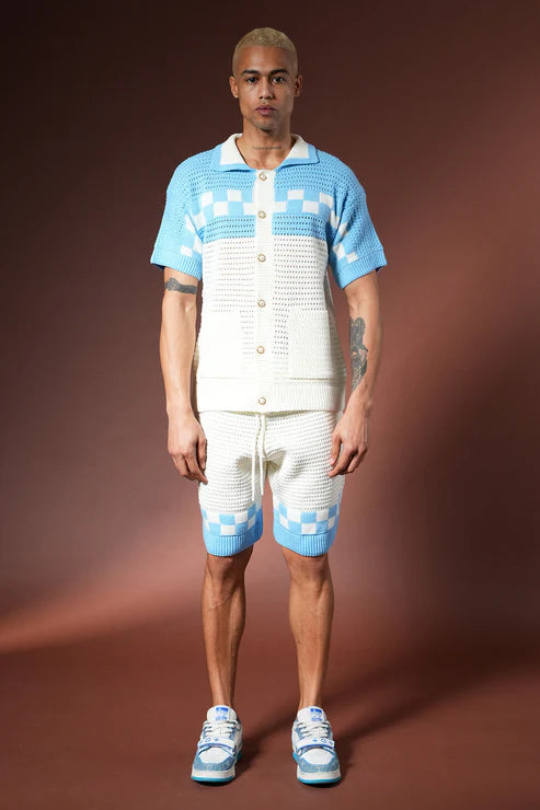 Ensemble crochet Riviera- Blanc & Bleu