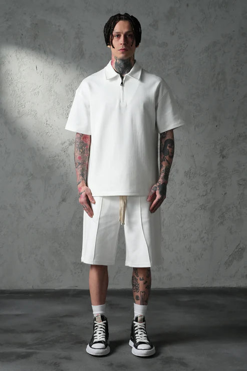 Ensemble Polo Zip Premium – Blanc