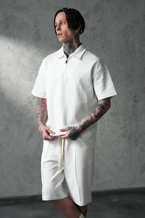 Ensemble Polo Zip Premium – Blanc