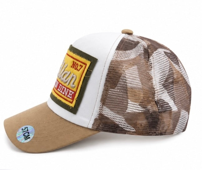 Casquette Trucker Vintage – Beige & Camouflage