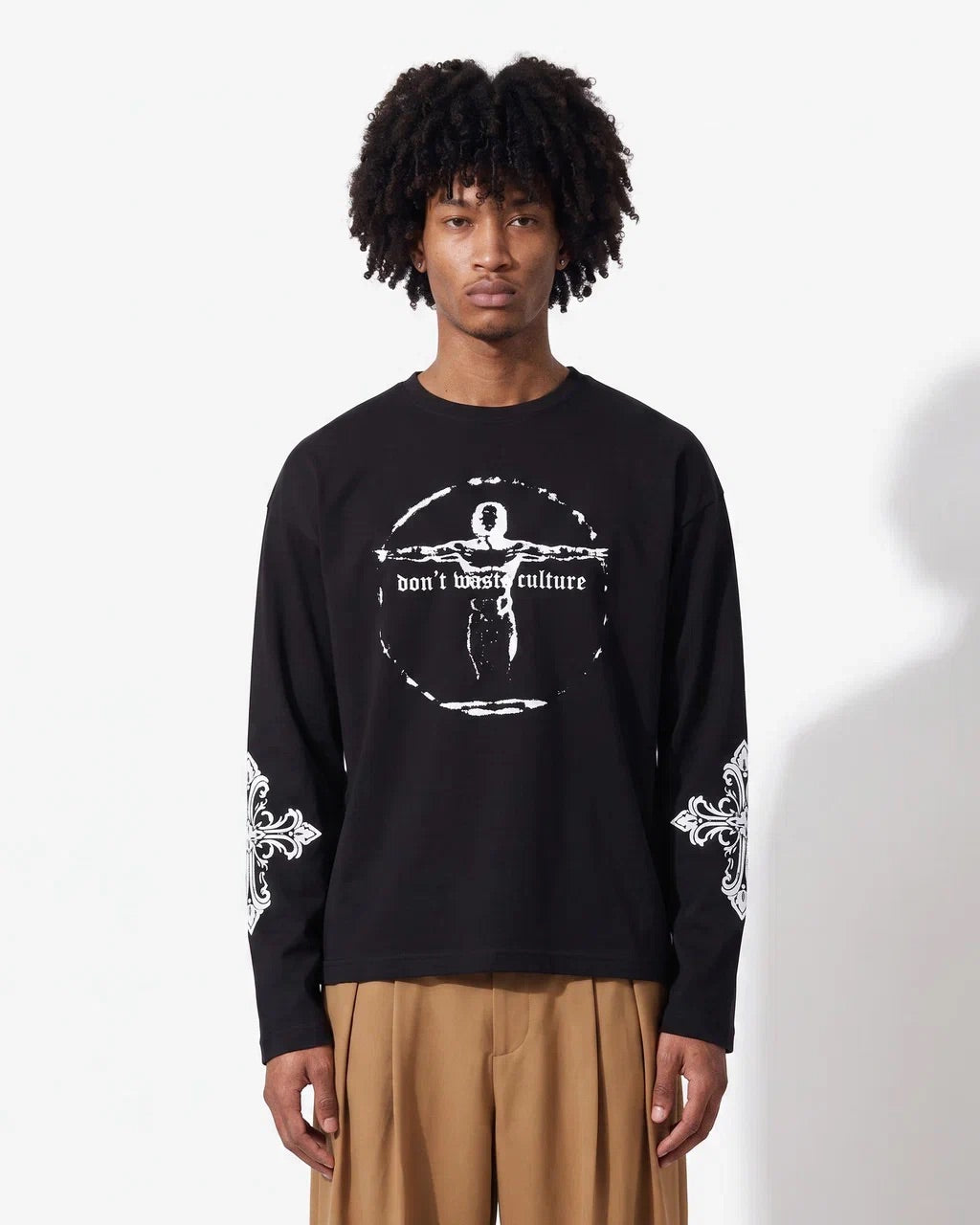 T-shirt Manches Longues "Don't Waste Culture" – Noir
