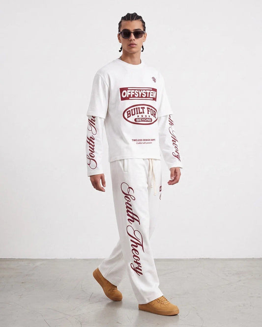 Ensemble Oversize “Built For Beyond” – Blanc / Bordeaux