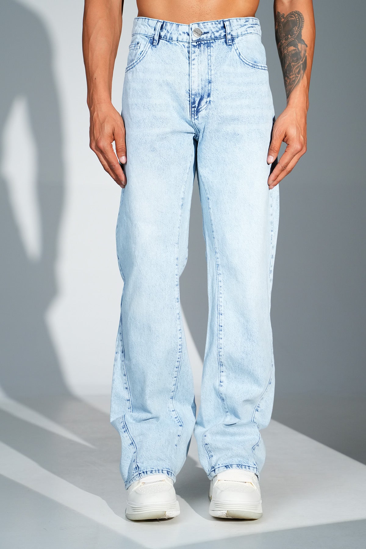 Jean Large Bleu Clair Délavé