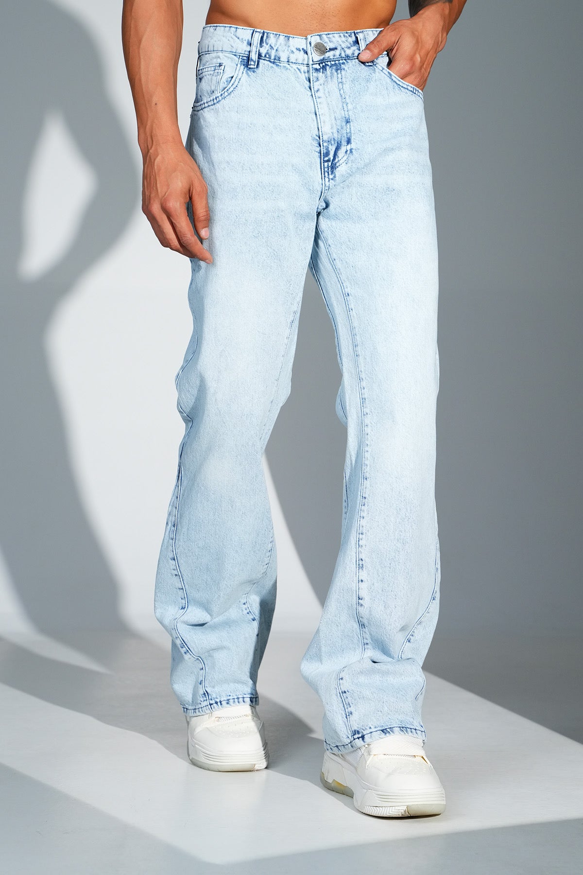 Jean Large Bleu Clair Délavé