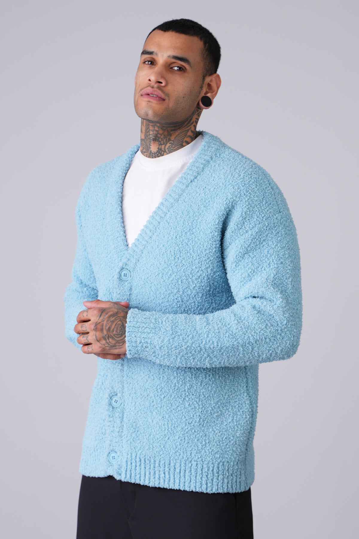 Cardigan- Noir, Blanc & Bleu