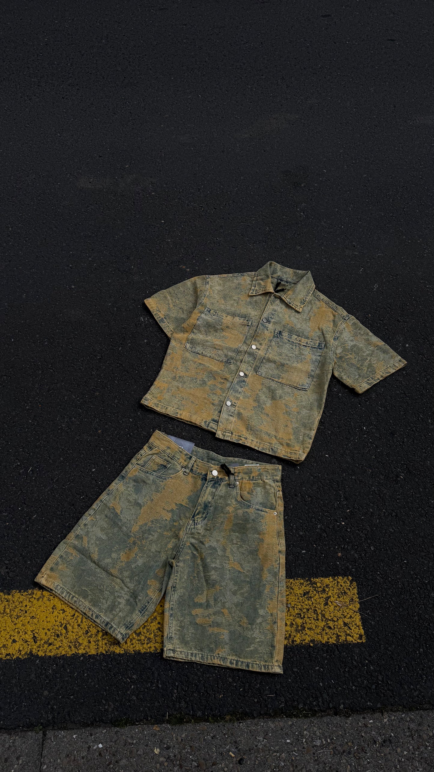 Ensemble Denim Délavé — Chemise & Short