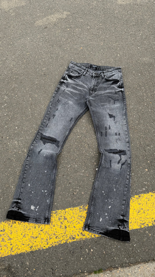 Jean Flare Délavé Gris — Coupe Bootcut Destroy