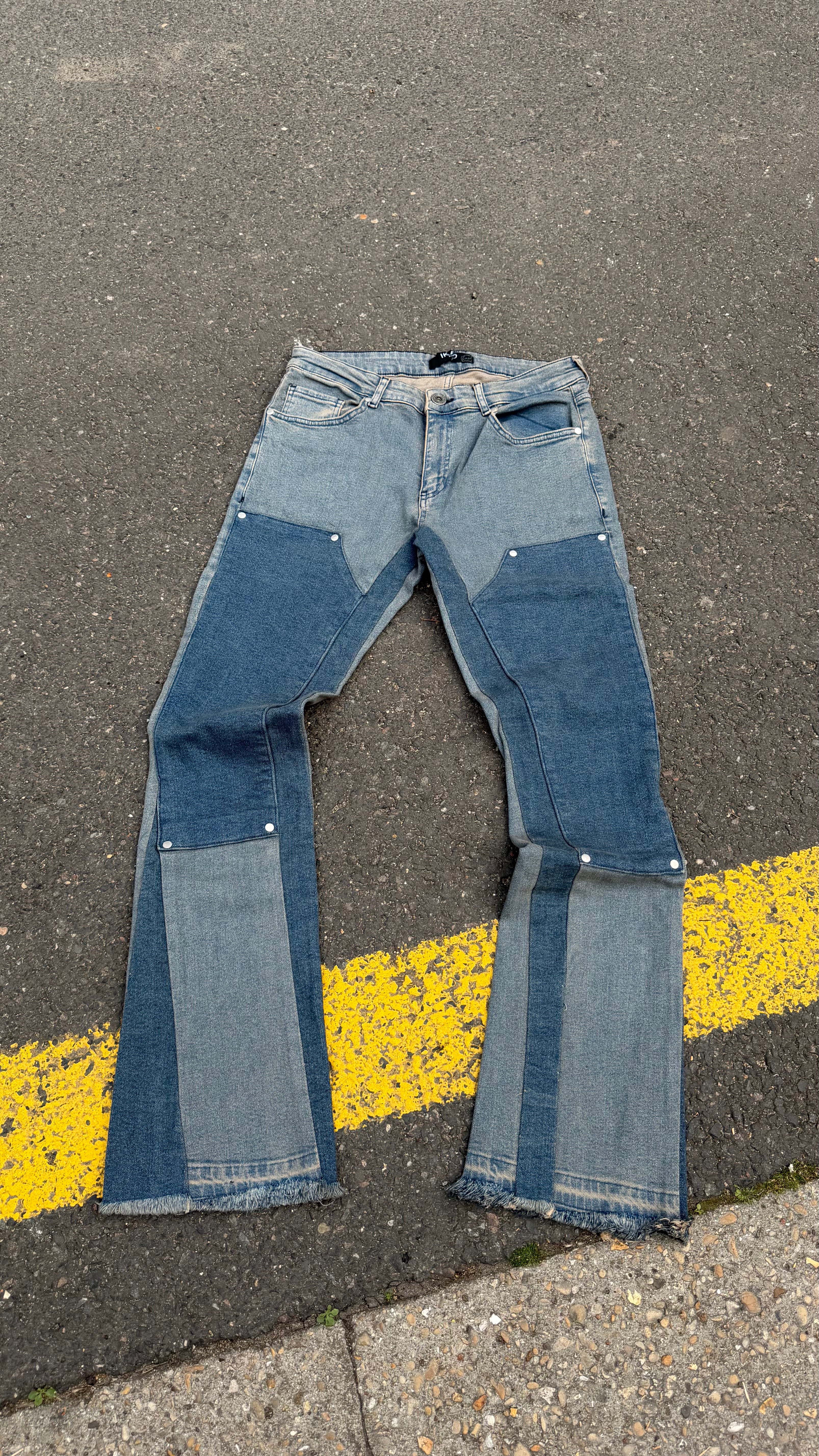 Jean Flare western bleu