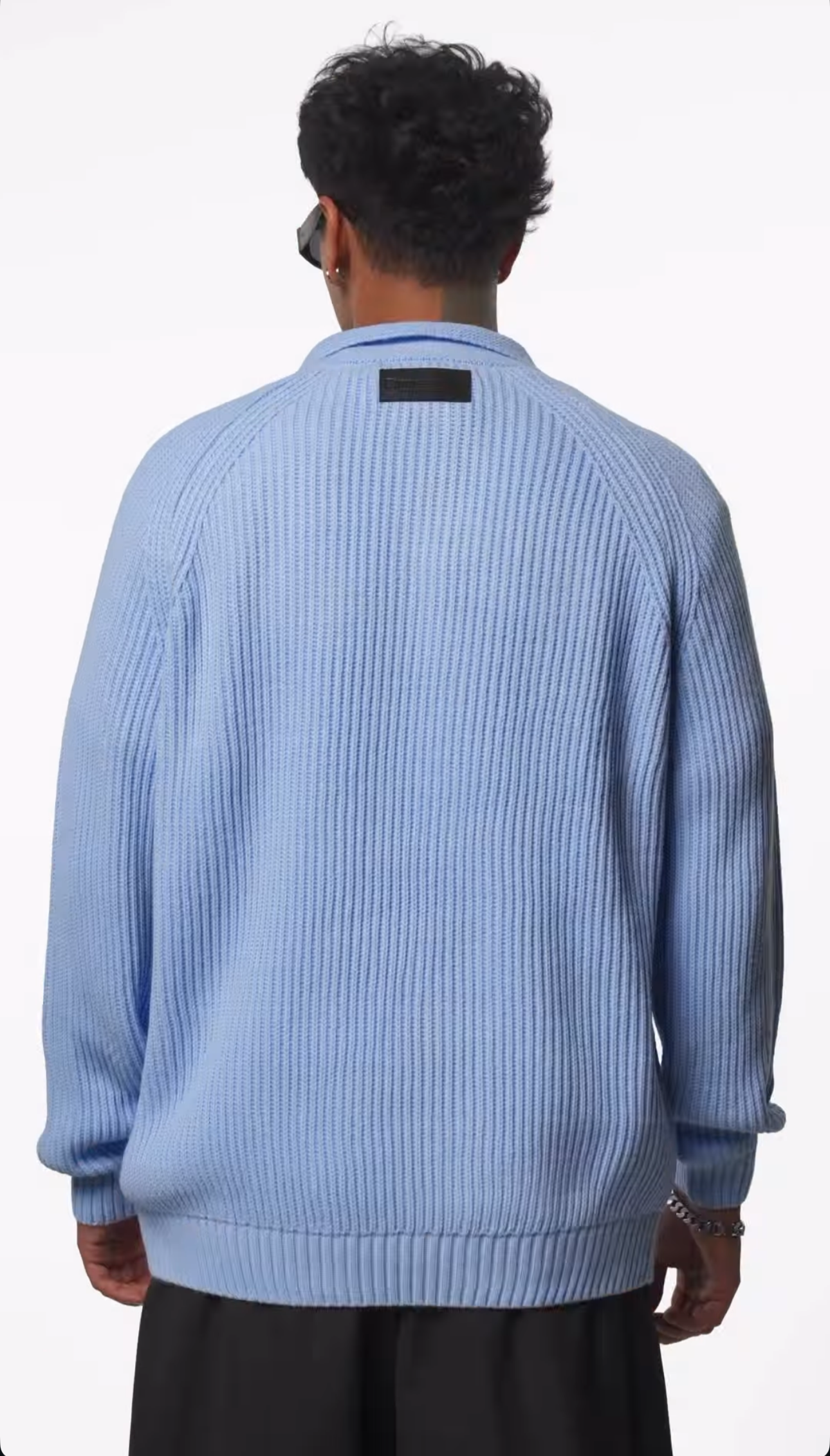 Pull Zippé Col Polo – Bleu/ Noir /Blanc