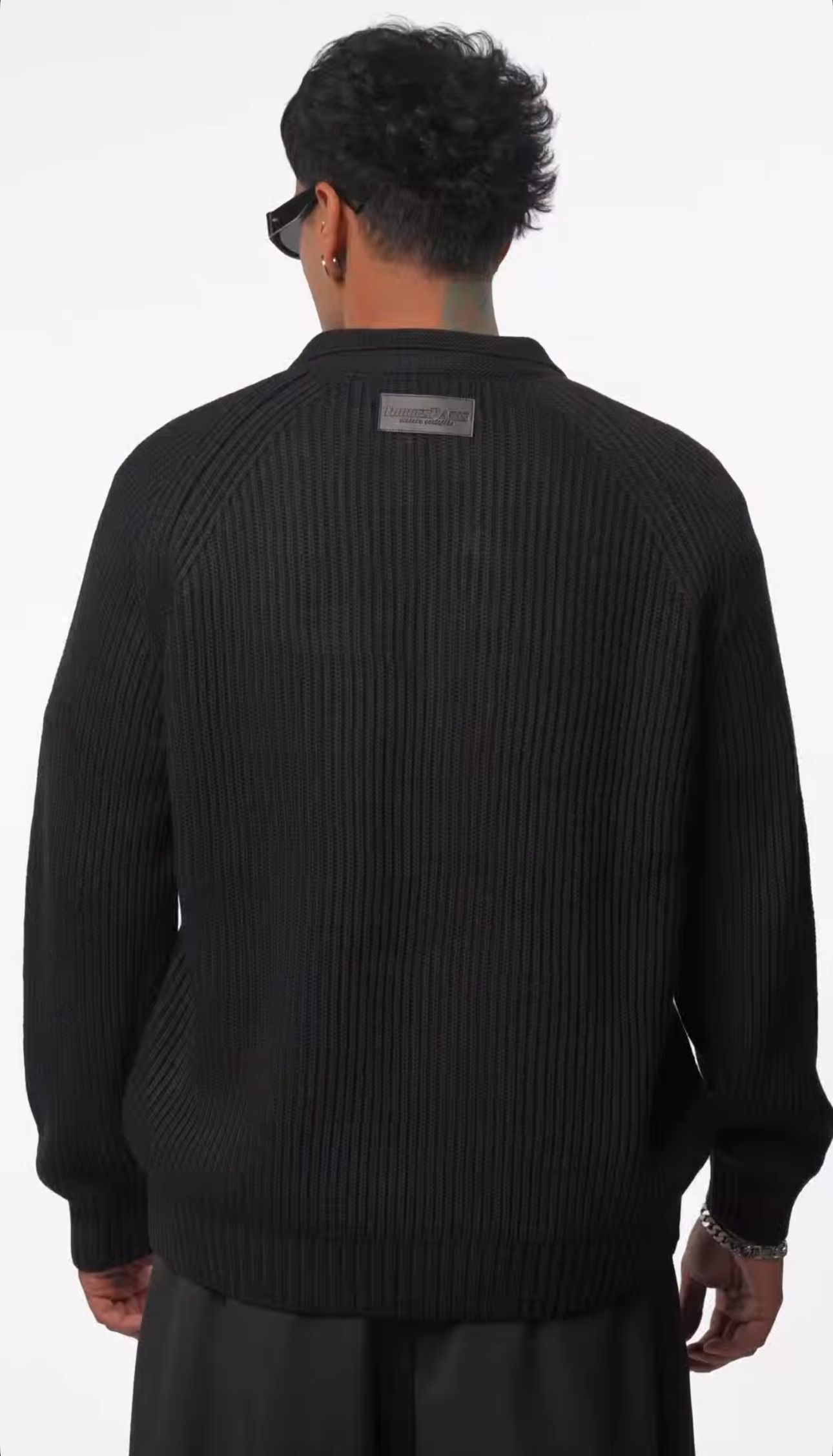 Pull Zippé Col Polo – Bleu/ Noir /Blanc