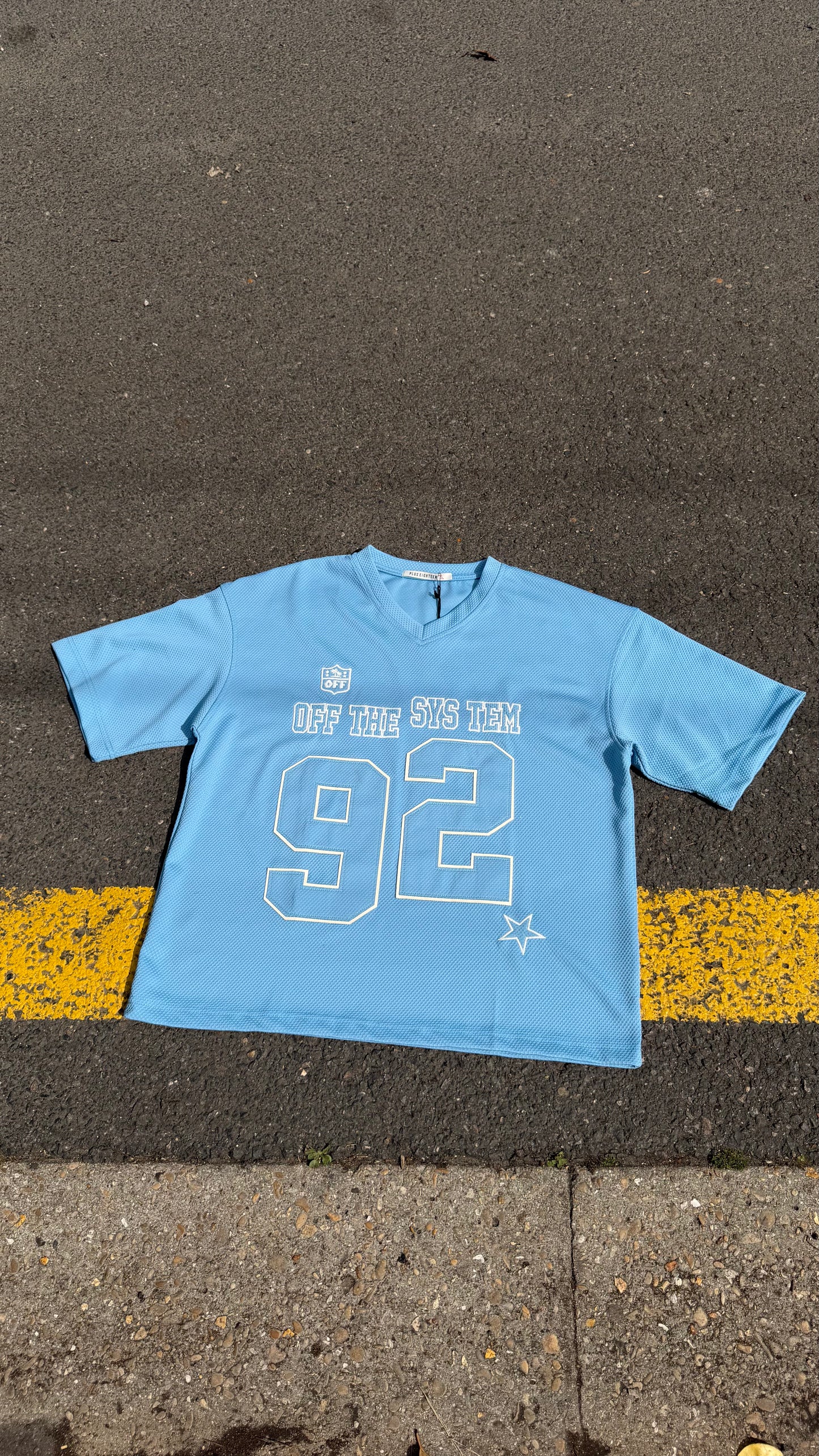 Maillot Mesh Oversize "OFF THE SYSTEM 92" — Baby Blue