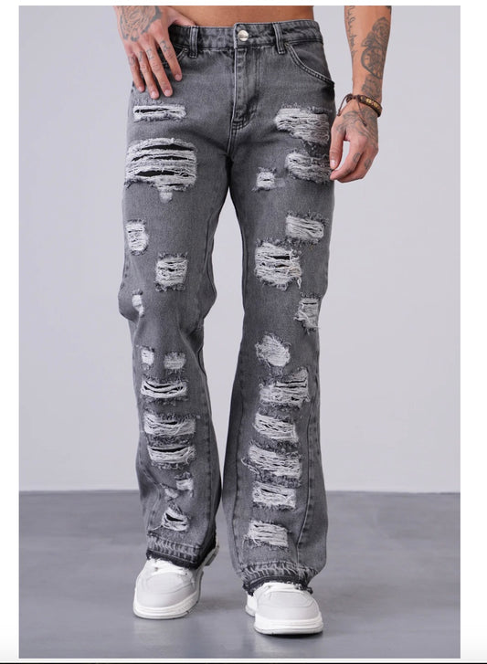 Jean flare destroy gris anthracite