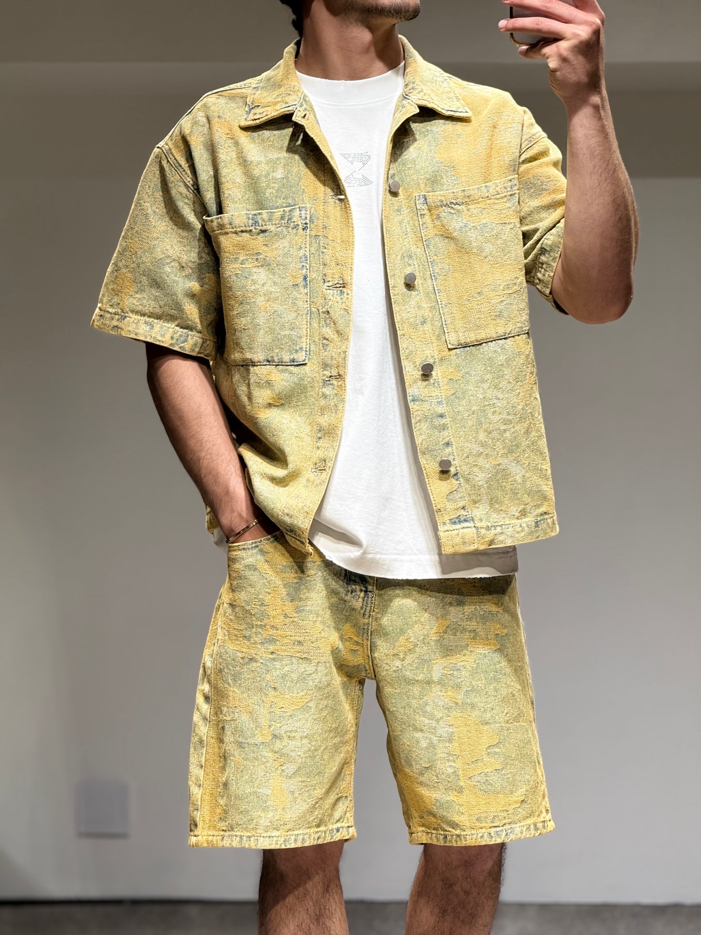 Ensemble Denim Délavé — Chemise & Short