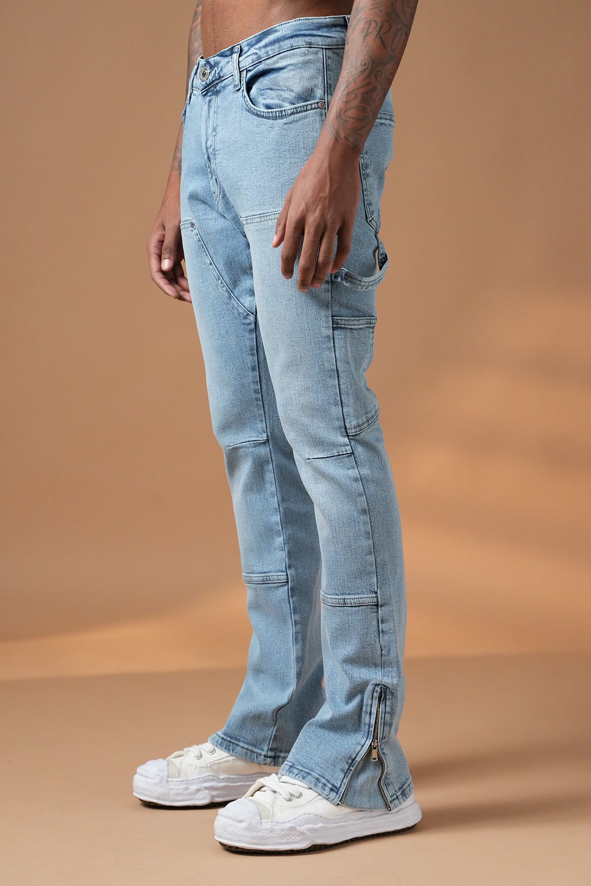 Jean Flare Délavé Clair — Coupe Cargo Utility