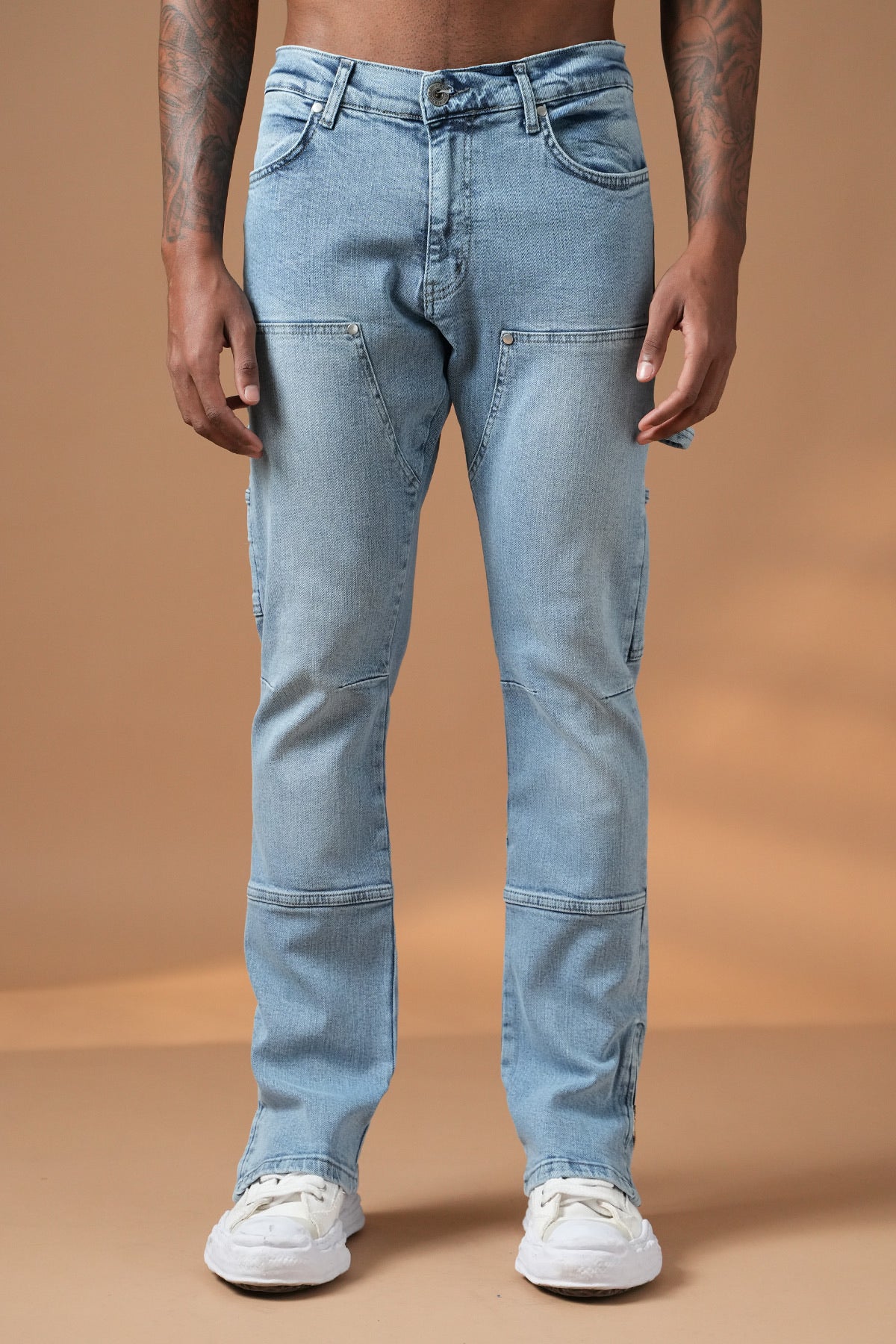 Jean Flare Délavé Clair — Coupe Cargo Utility