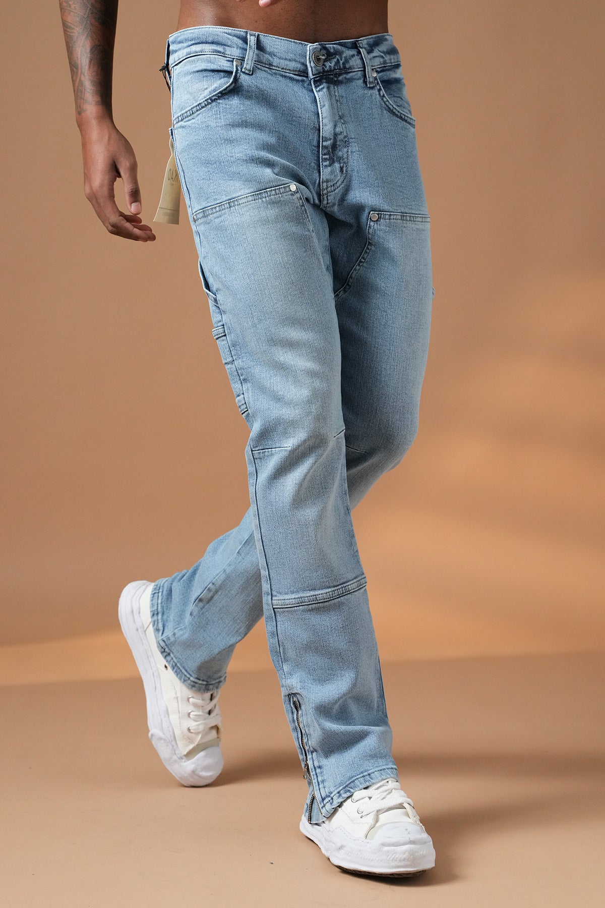Jean Flare Délavé Clair — Coupe Cargo Utility