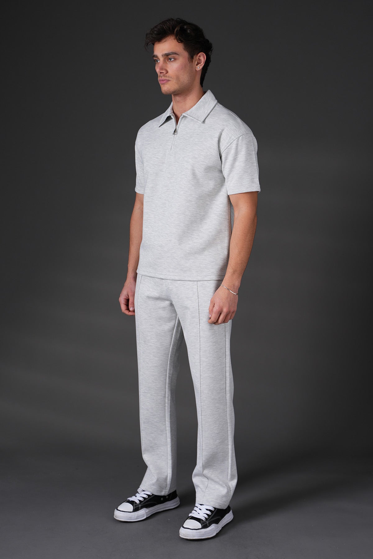 Ensemble Polo Zippé & Pantalon gris