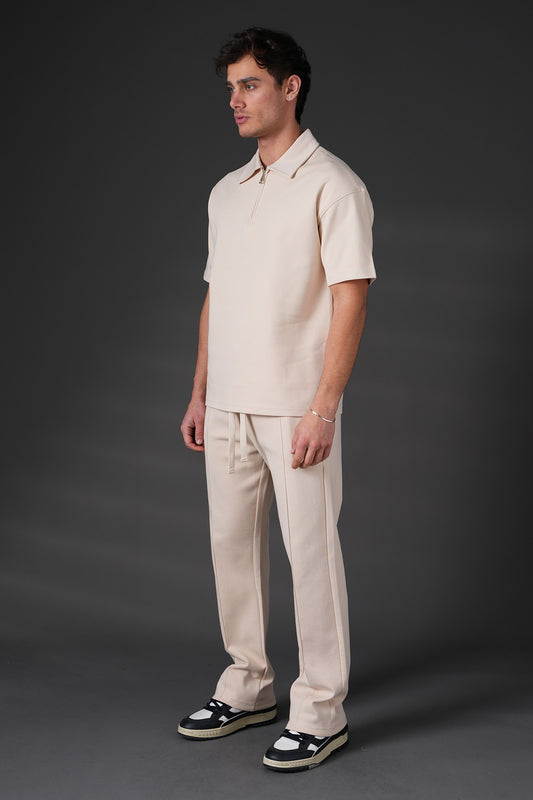 Ensemble Polo Zippé & Pantalon beige
