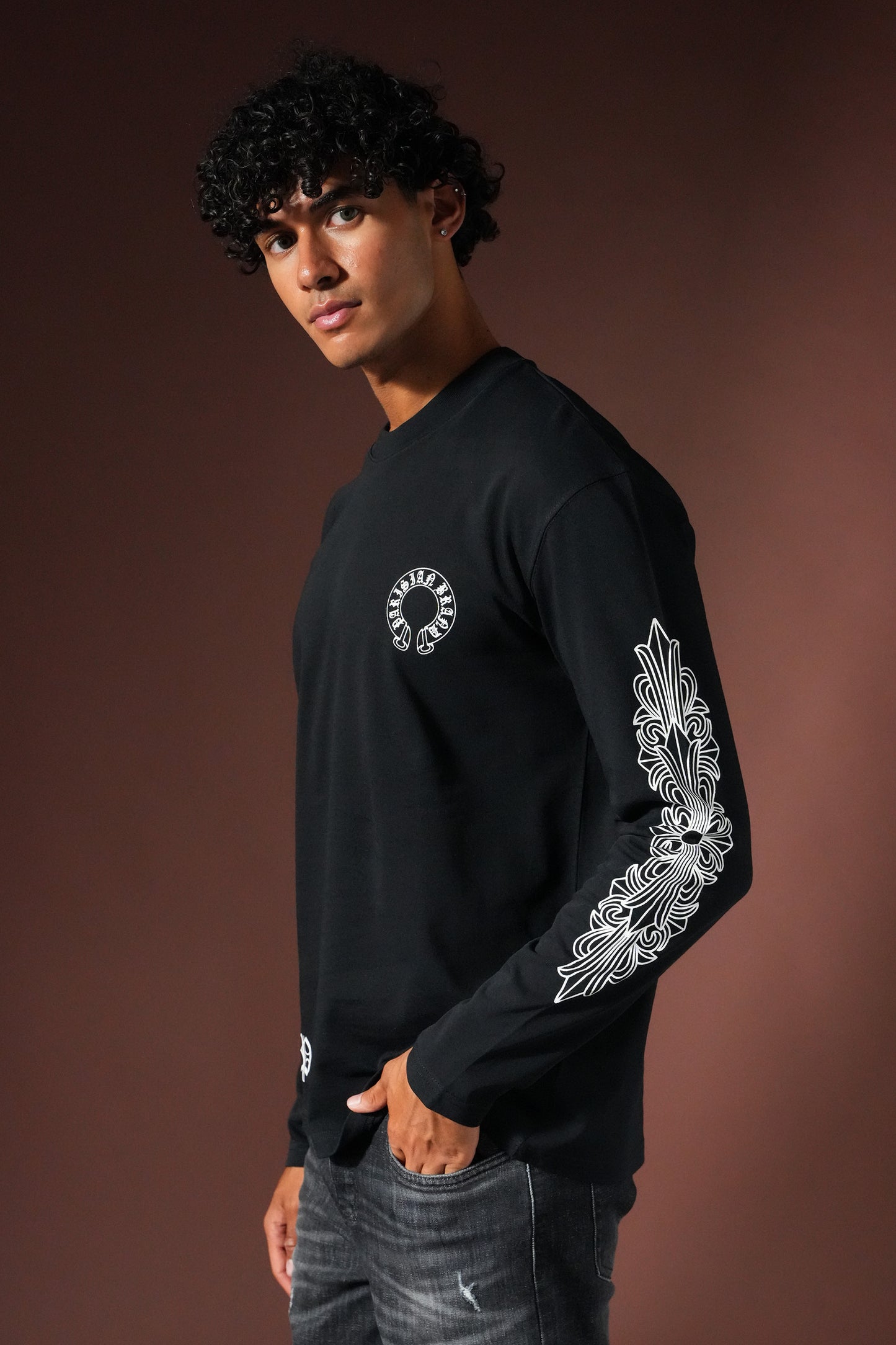 T-shirt Manches Longues Imprimé – Noir