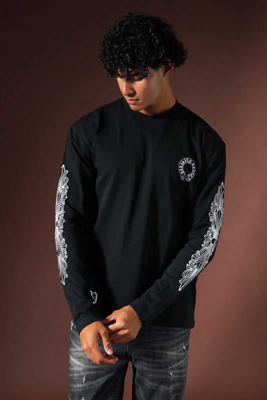 T-shirt Manches Longues Imprimé – Noir