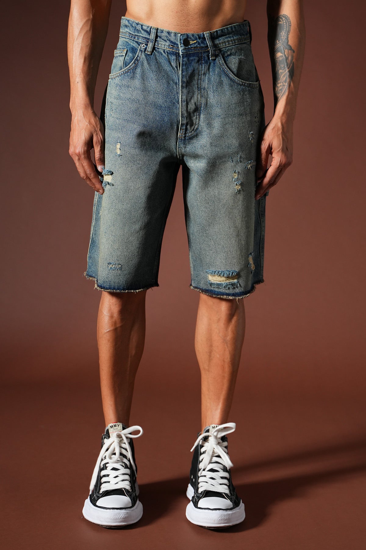 Short en Jean Destroy – Bleu Délavé