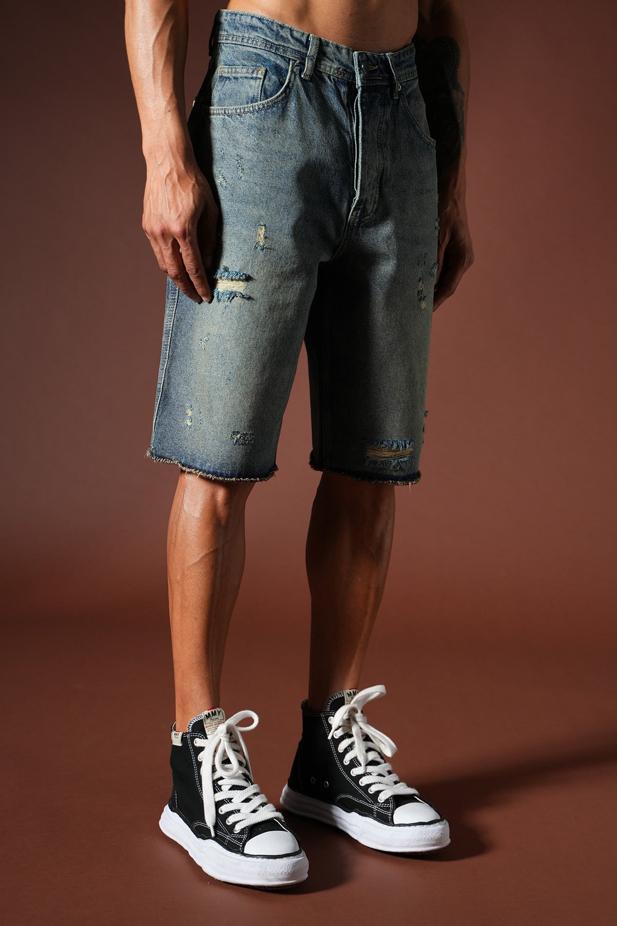 Short en Jean Destroy – Bleu Délavé
