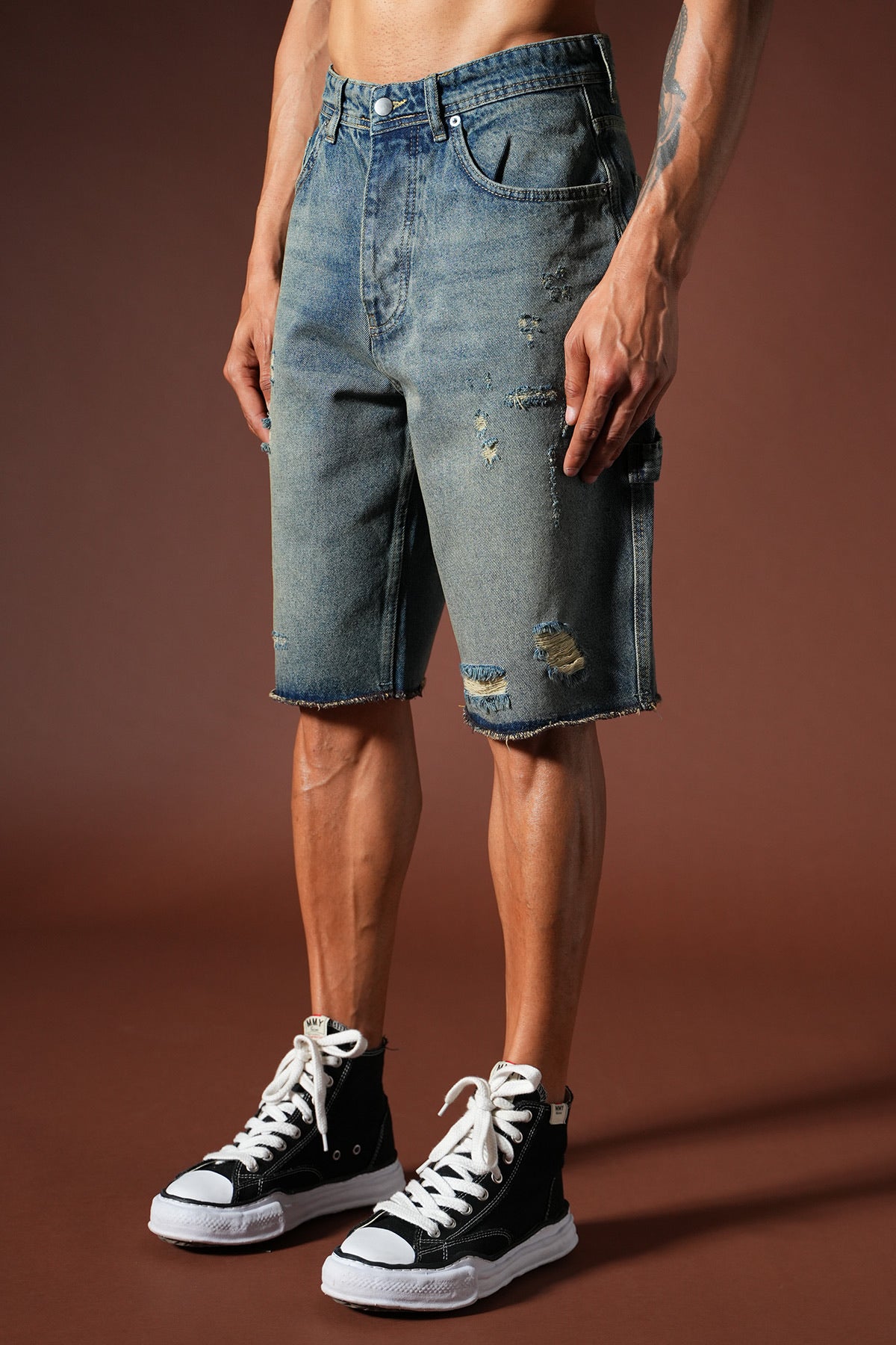 Short en Jean Destroy – Bleu Délavé