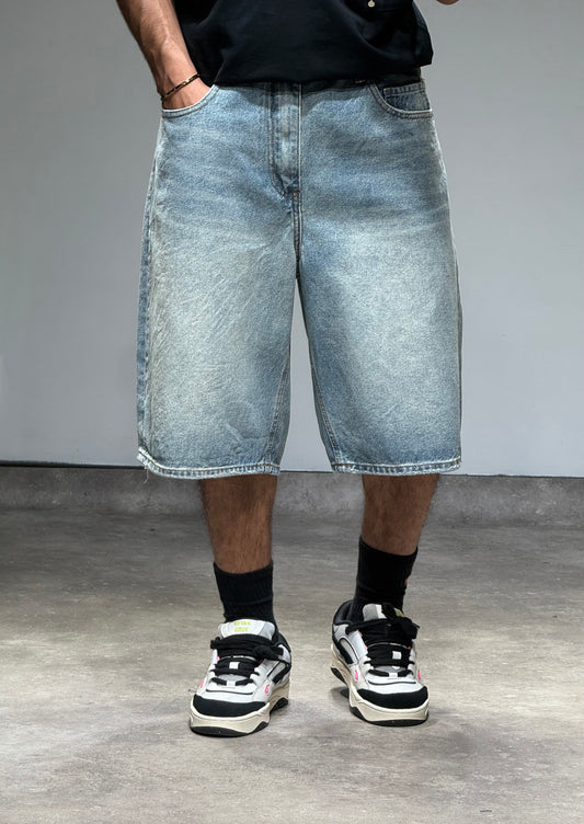 Short en Jean Oversize – Bleu Clair Délavé