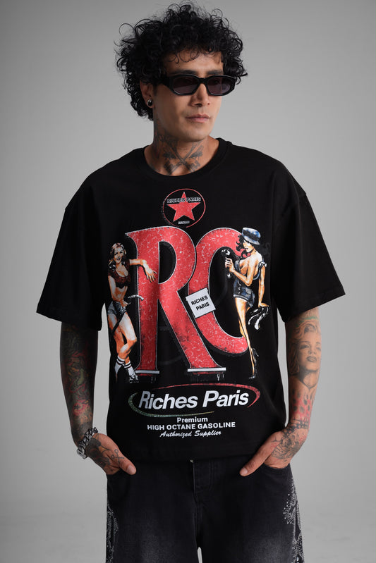 T-shirt oversize imprimé "RC Riches Paris" - noir