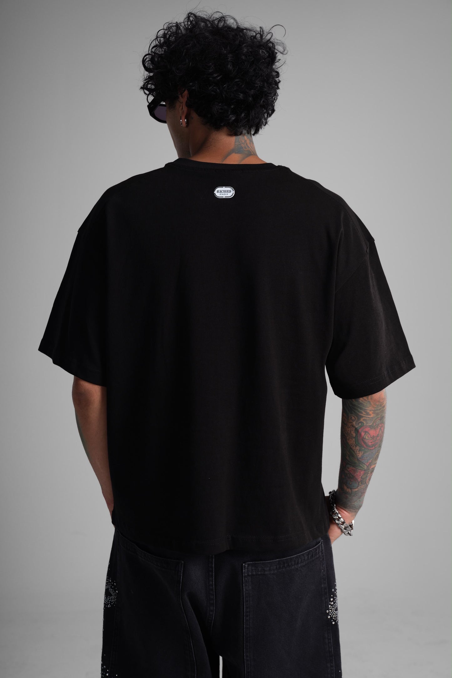 T-shirt oversize imprimé "RC Riches Paris" - noir