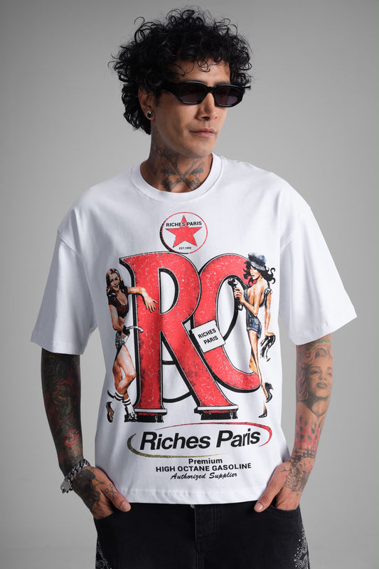 T-shirt oversize imprimé "RC Riches Paris" - blanc