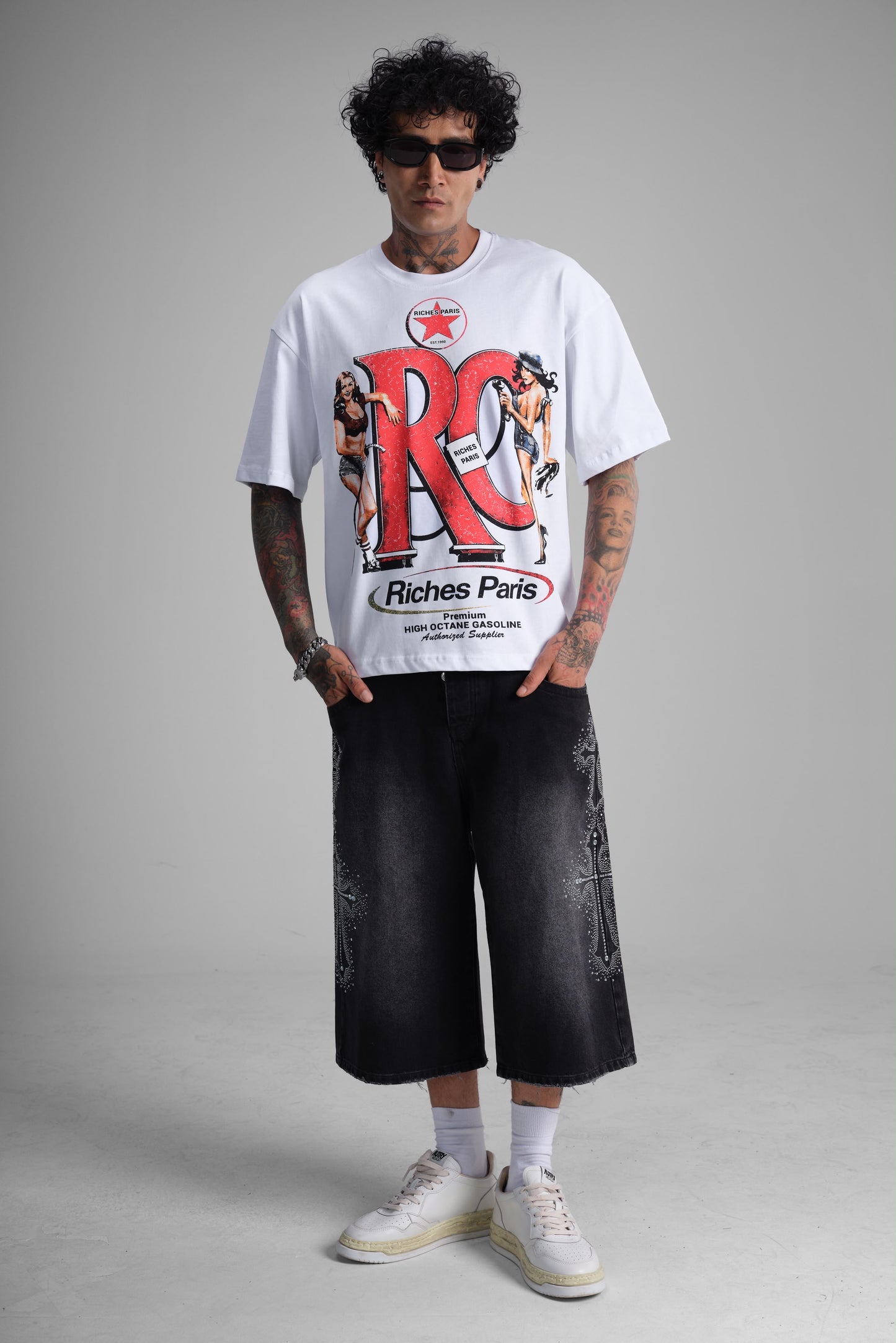 T-shirt oversize imprimé "RC Riches Paris" - blanc