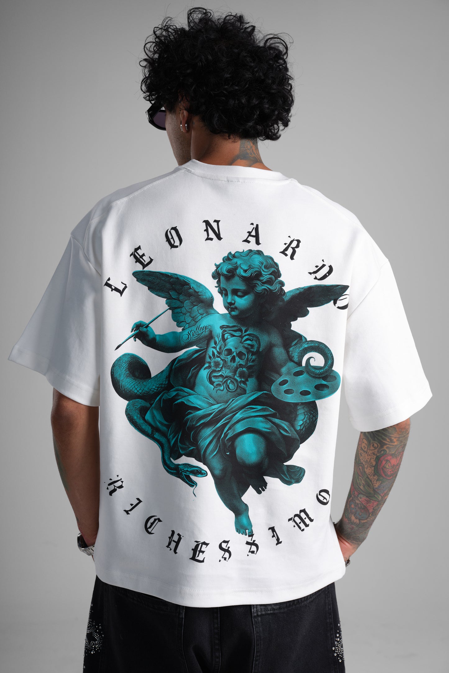 T-shirt oversize imprimé "Leonardo Richessimo" ange - blanc