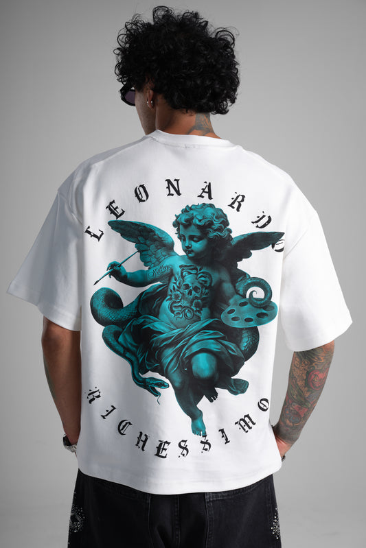 T-shirt oversize imprimé "Leonardo Richessimo" ange - blanc